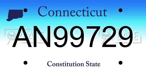 AN99729 Connecticut License Plate