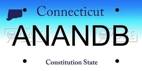 ANANDB Connecticut License Plate