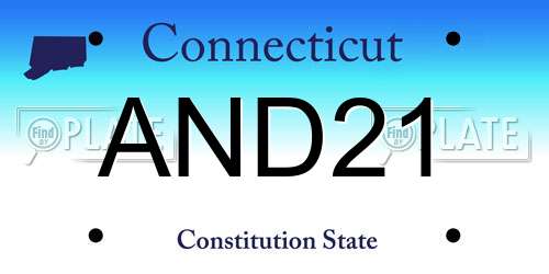 AND21 Connecticut License Plate