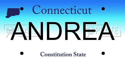 ANDREA Connecticut License Plate