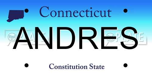 ANDRES Connecticut License Plate