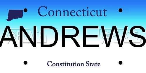ANDREWS Connecticut License Plate