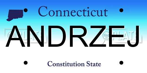 ANDRZEJ Connecticut License Plate