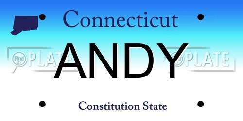 ANDY Connecticut License Plate