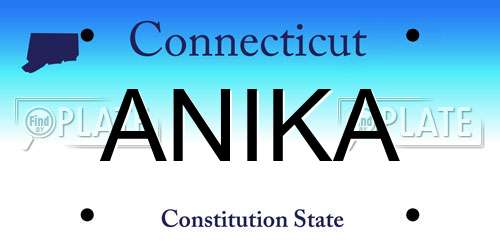 ANIKA Connecticut License Plate