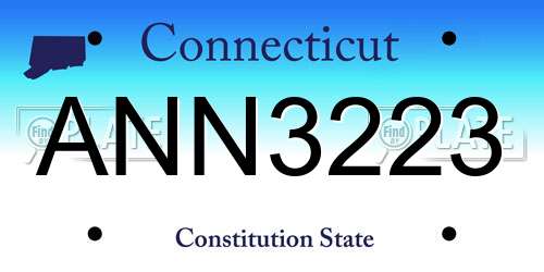 ANN3223 Connecticut License Plate