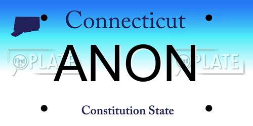 ANON Connecticut License Plate