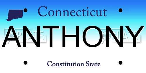 ANTHONY Connecticut License Plate