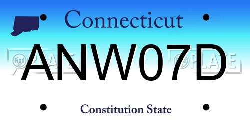 ANW07D Connecticut License Plate