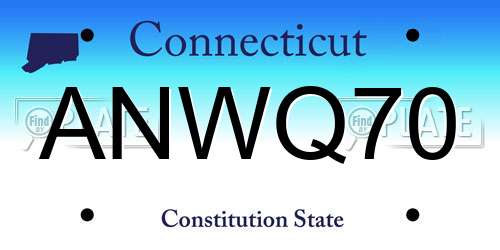 ANWQ70 Connecticut License Plate