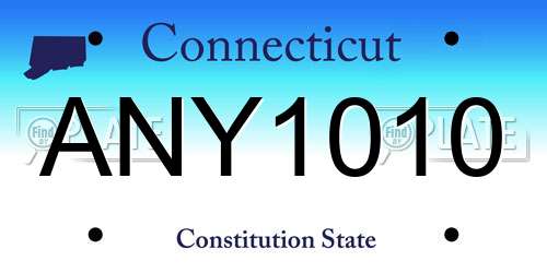 ANY1010 Connecticut License Plate