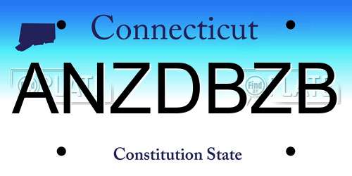 ANZDBZB Connecticut License Plate