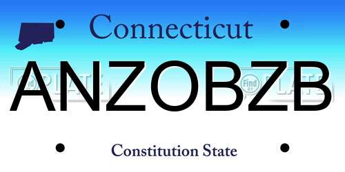 ANZOBZB Connecticut License Plate