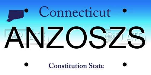 ANZOSZS Connecticut License Plate