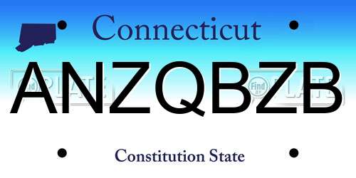 ANZQBZB Connecticut License Plate