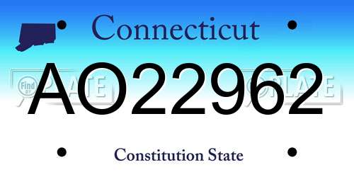 AO22962 Connecticut License Plate