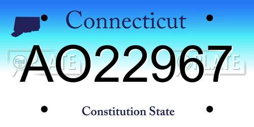 AO22967 Connecticut License Plate