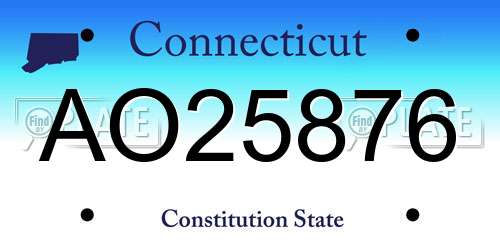AO25876 Connecticut License Plate
