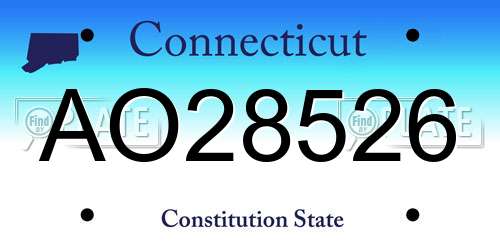 AO28526 Connecticut License Plate