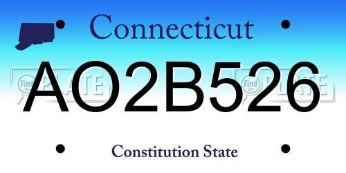 AO2B526 Connecticut License Plate