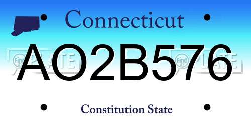 AO2B576 Connecticut License Plate