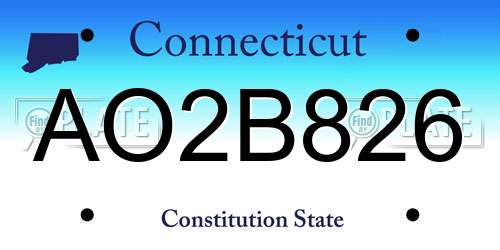 AO2B826 Connecticut License Plate