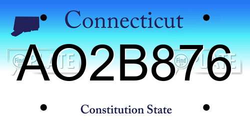 AO2B876 Connecticut License Plate
