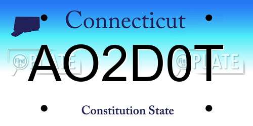 AO2D0T Connecticut License Plate