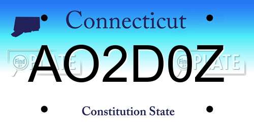 AO2D0Z Connecticut License Plate