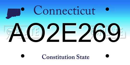 AO2E269 Connecticut License Plate