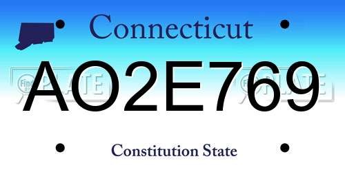 AO2E769 Connecticut License Plate