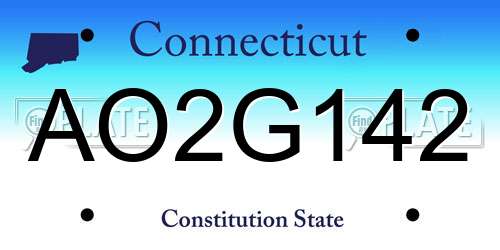 AO2G142 Connecticut License Plate