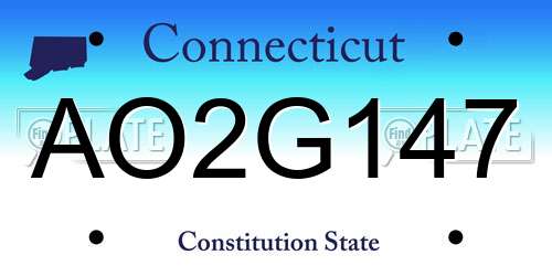 AO2G147 Connecticut License Plate