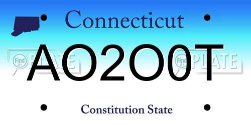 AO2O0T Connecticut License Plate