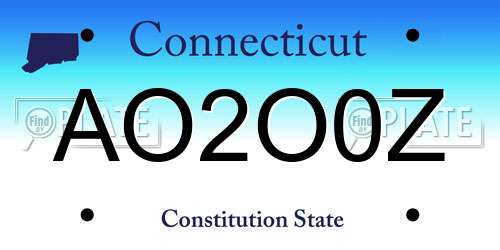 AO2O0Z Connecticut License Plate