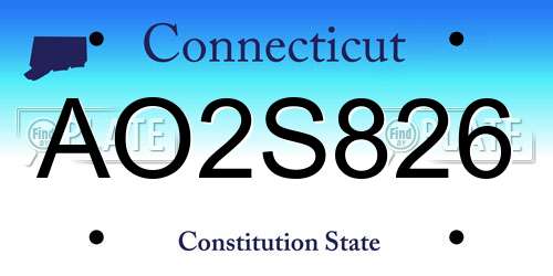 AO2S826 Connecticut License Plate