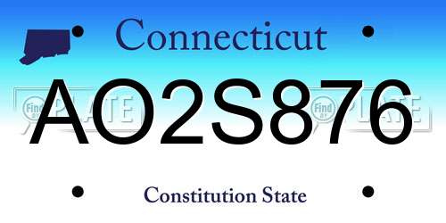 AO2S876 Connecticut License Plate