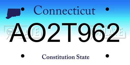 AO2T962 Connecticut License Plate
