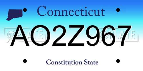 AO2Z967 Connecticut License Plate