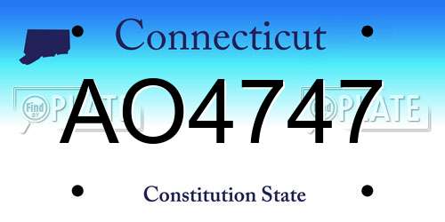 AO4747 Connecticut License Plate