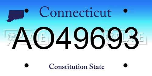 AO49693 Connecticut License Plate