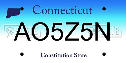 AO5Z5N Connecticut License Plate