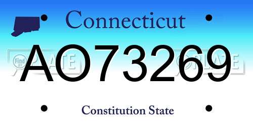 AO73269 Connecticut License Plate
