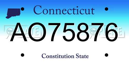 AO75876 Connecticut License Plate