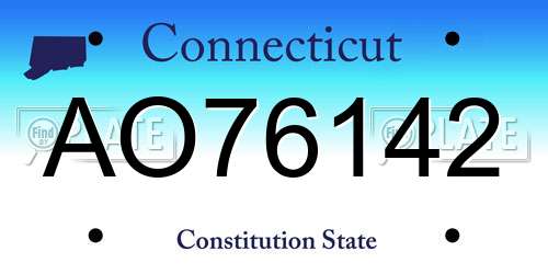 AO76142 Connecticut License Plate