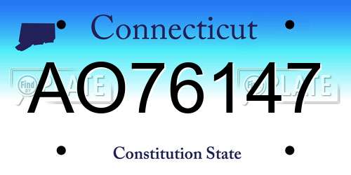 AO76147 Connecticut License Plate