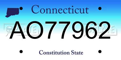 AO77962 Connecticut License Plate