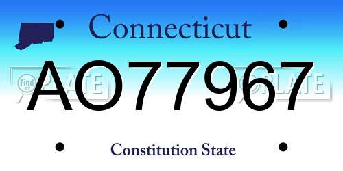 AO77967 Connecticut License Plate