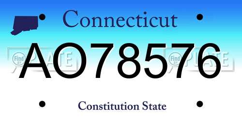 AO78576 Connecticut License Plate
