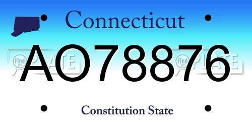AO78876 Connecticut License Plate